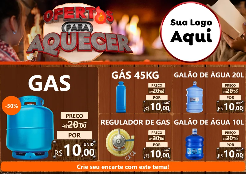 Modelo de Encarte para Encarte A4 Horizontal com o tema Ofertas Para Aquecer para Água e gás