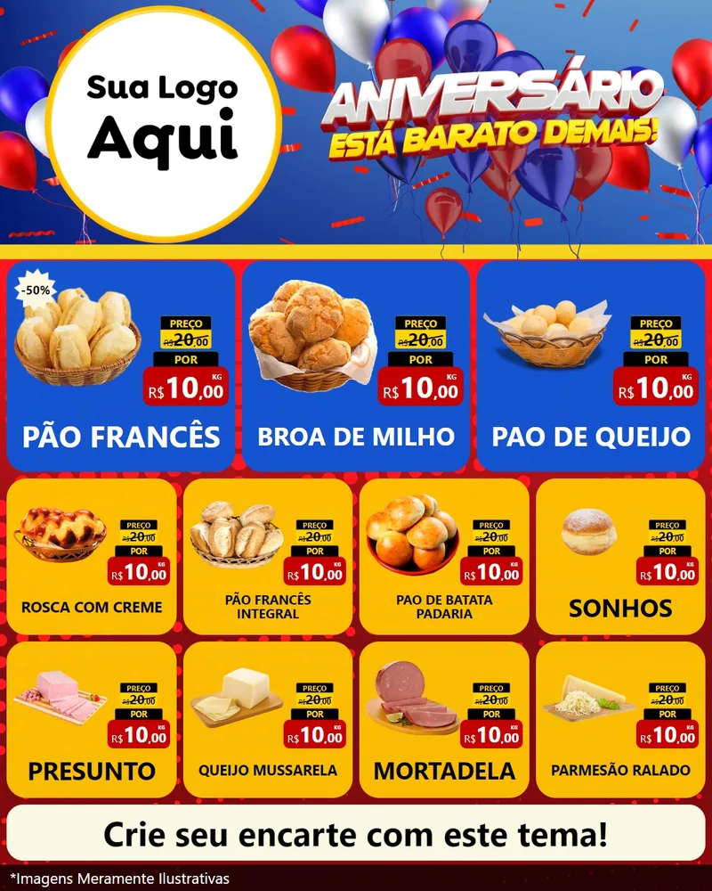 Modelo de Rede Social para Feed Instagram com o tema Aniversário para Padaria