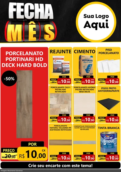 Modelo de Encarte para Encarte A4 Vertical com o tema Fecha Mês para Pisos e revestimentos