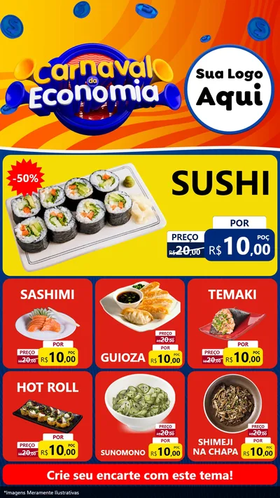 Modelo de Rede Social para Stories com o tema Carnaval da Economia para Comida japonesa