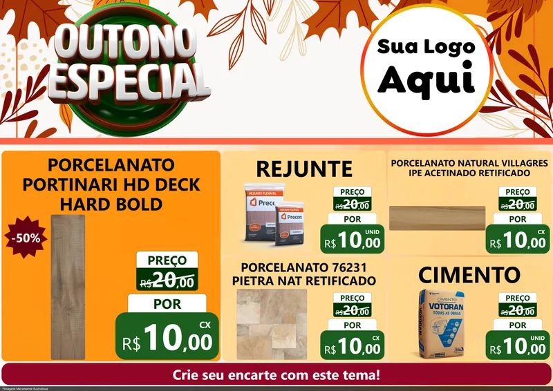 Modelo de Encarte para Encarte A4 Horizontal com o tema Outono Especial para Pisos e revestimentos