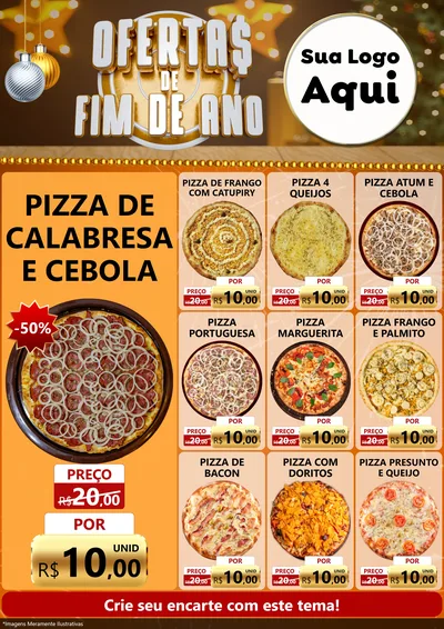 Modelo de Encarte para Encarte A4 Vertical com o tema Ofertas de Fim de Ano para Pizzaria