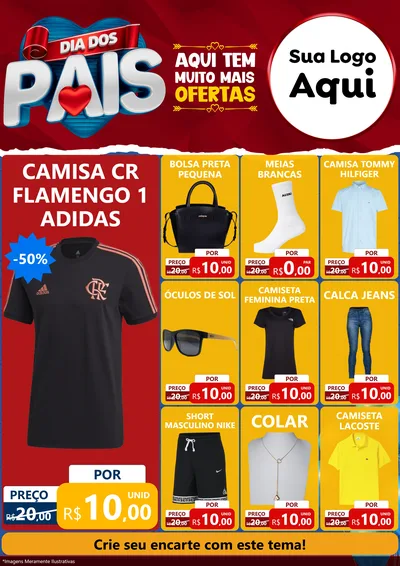 Modelo de Encarte para Encarte A4 Vertical com o tema Dia dos Pais para Roupas e acessórios