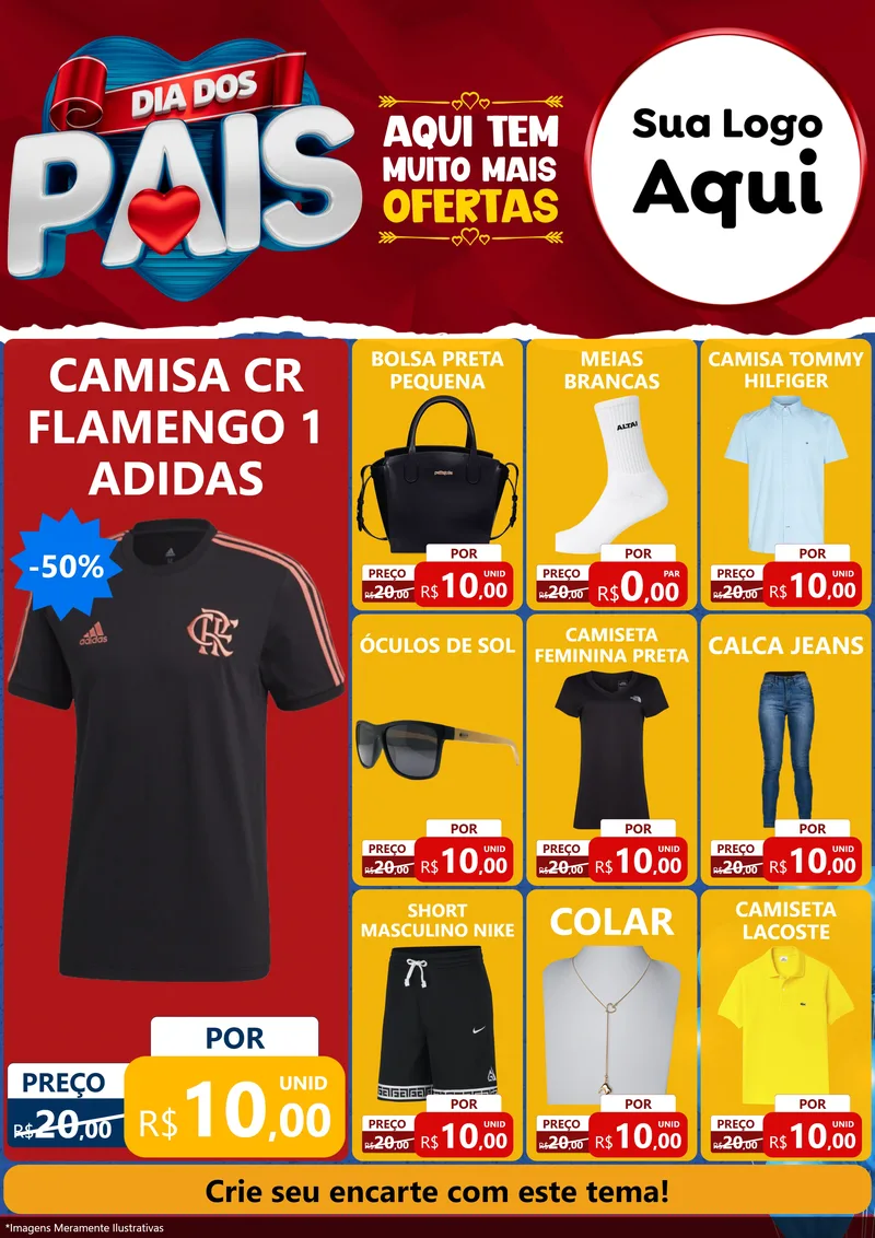 Modelo de Encarte para Encarte A4 Vertical com o tema Dia dos Pais para Roupas e acessórios