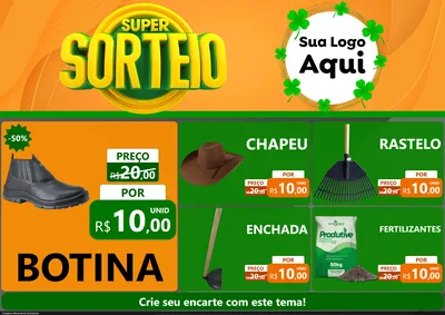 Modelo de Encarte para Encarte A4 Horizontal com o tema Super Sorteio para Agropecuária
