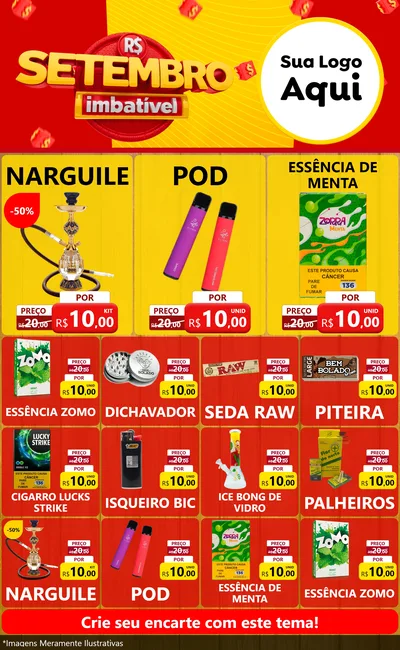 Modelo de Encarte para Encarte Grande com o tema Setembro Imbatível para Tabacaria