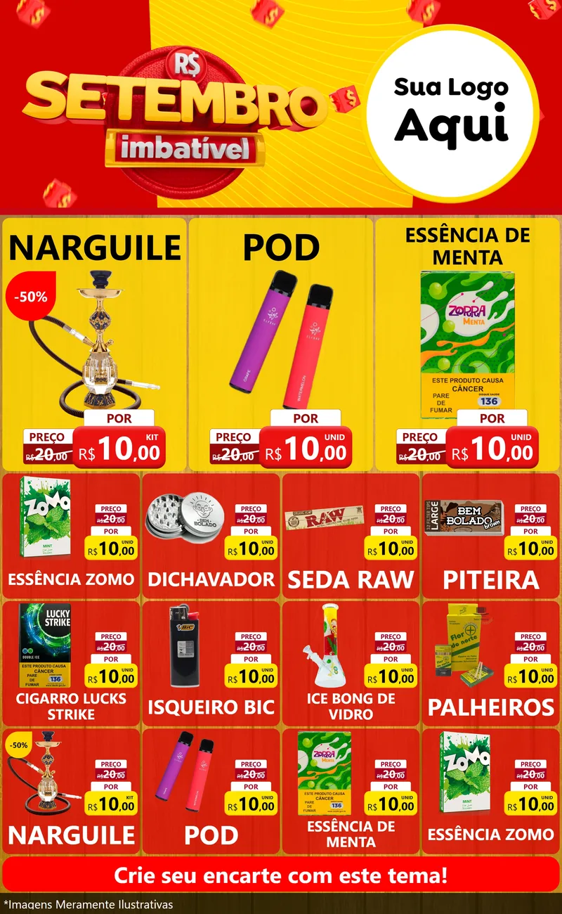 Modelo de Encarte para Encarte Grande com o tema Setembro Imbatível para Tabacaria