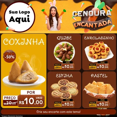 Modelo de Rede Social para Feed Facebook com o tema Cenoura Encantada - Páscoa para Salgadaria