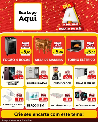 Modelo de Rede Social para Feed Instagram com o tema Dia A o Dia Mais Barato do Mês para Móveis e Eletro