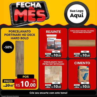 Modelo de Rede Social para Feed Facebook com o tema Fecha Mês para Pisos e revestimentos