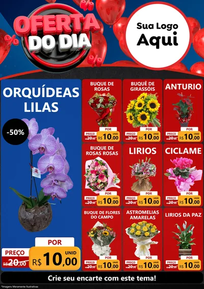 Modelo de Encarte para Encarte A4 Vertical com o tema Oferta do Dia para Floricultura e jardim