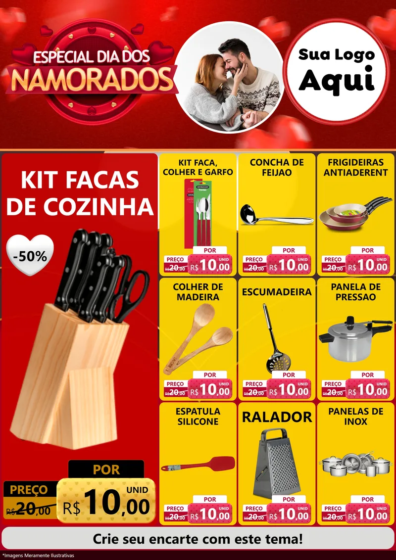 Modelo de Encarte para Encarte A4 Vertical com o tema Especial Dia Dos Namorados para Utilidades Domésticas