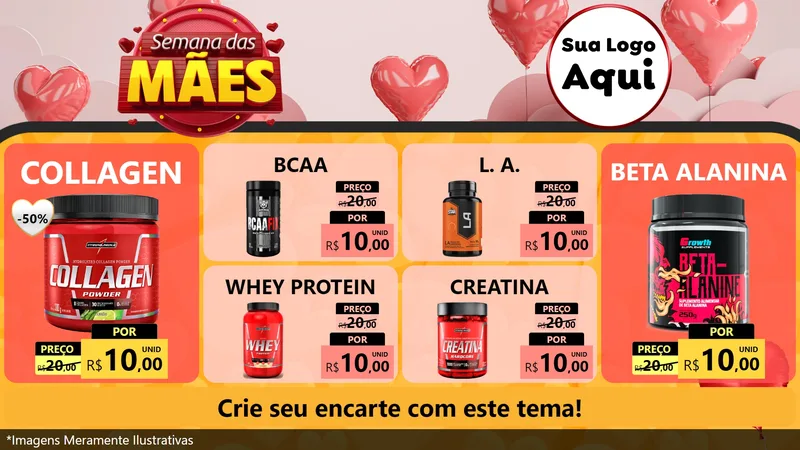 Modelo de TV para TV Horizontal com o tema Semana das Mães para Suplementos alimentares