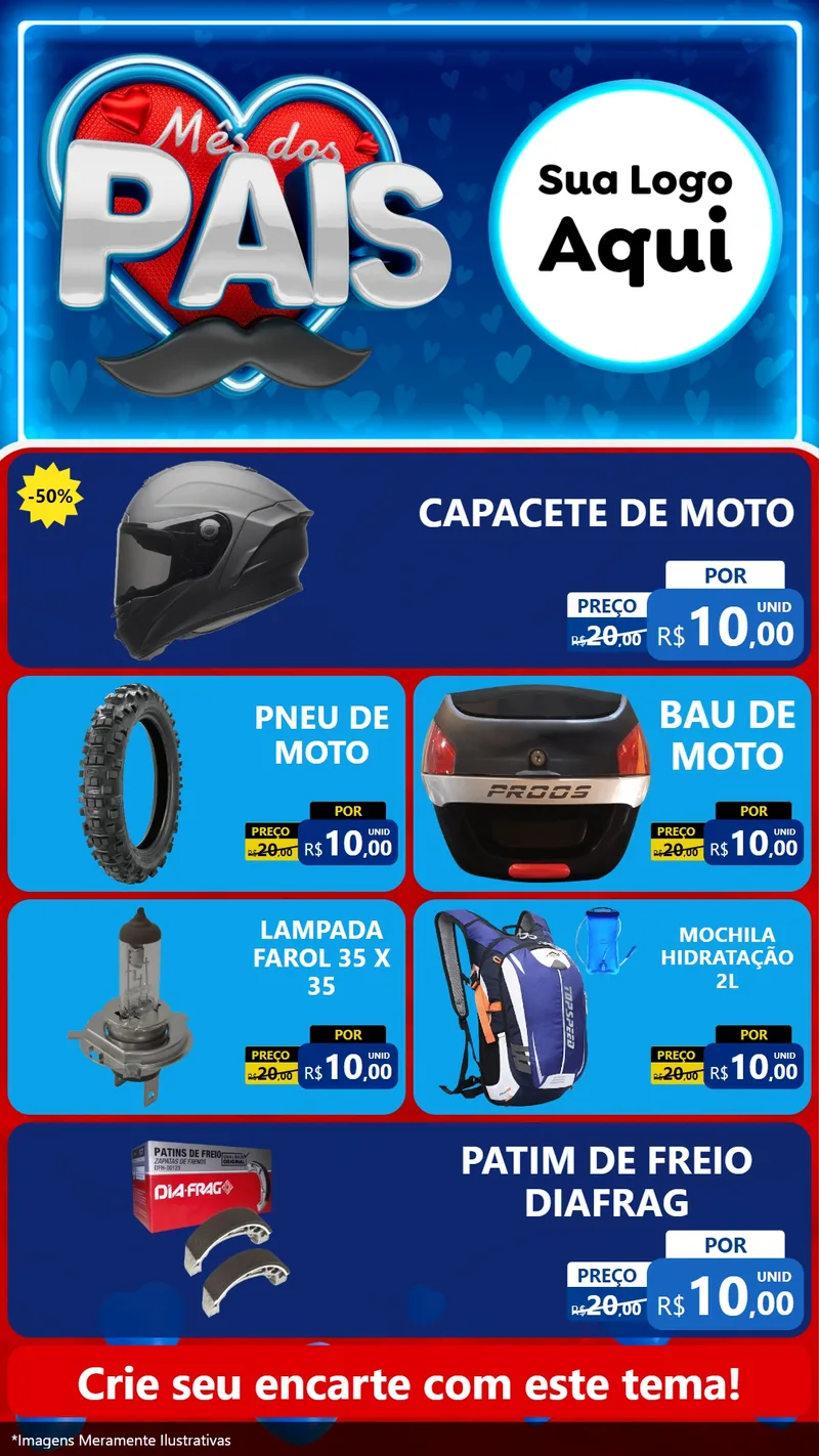 Modelo de TV para TV Vertical com o tema Mês Dos Pais para Moto peças