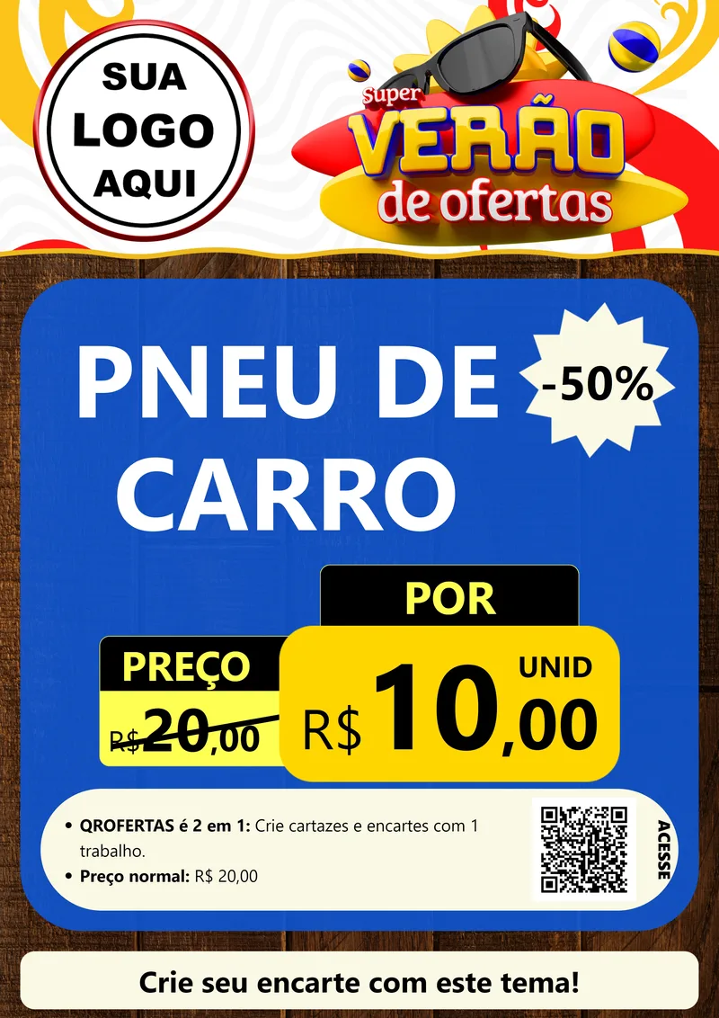 Modelo de Cartaz para Cartaz A4 Vertical com o tema Super Verão de Ofertas para Auto peças