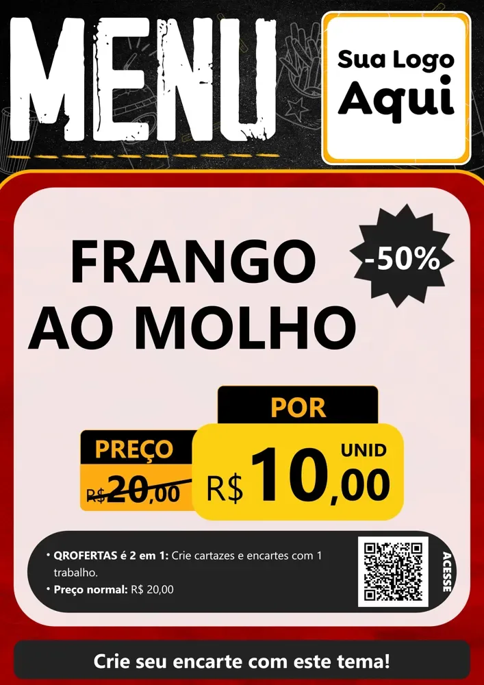 Modelo de Cartaz para Cartaz A4 Vertical com o tema Menu para Restaurante