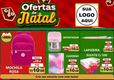 Modelo de Encarte para Encarte A4 Horizontal com o tema Ofertas de Natal para Papelaria