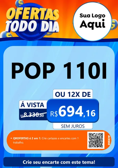 Modelo de Cartaz para Cartaz A4 Vertical com o tema Ofertas Todo Dia para Concessionaria de Motos