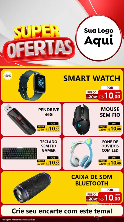 Modelo de TV para TV Vertical com o tema Super Ofertas para Informática