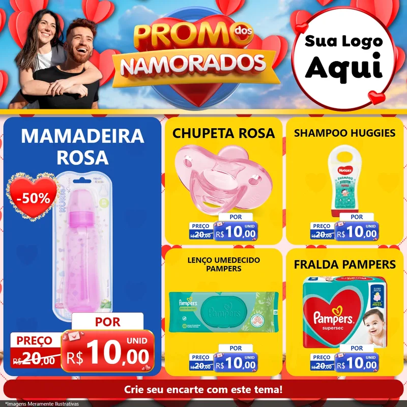 Modelo de Rede Social para Feed Facebook com o tema Promo dos Namorados para Bebês
