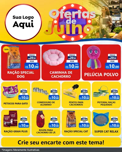 Modelo de Rede Social para Feed Instagram com o tema Ofertas de Julho para Pet Shop