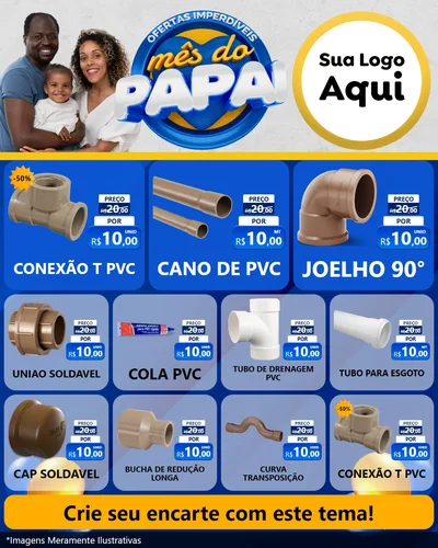 Modelo de Rede Social para Feed Instagram com o tema Ofertas Imperdíveis Mês Do Papai para Tubos e conexões