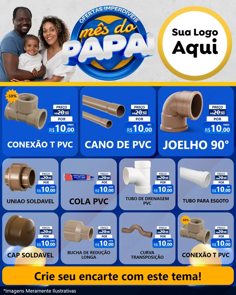 Modelo de Rede Social para Feed Instagram com o tema Ofertas Imperdíveis Mês Do Papai para Tubos e conexões