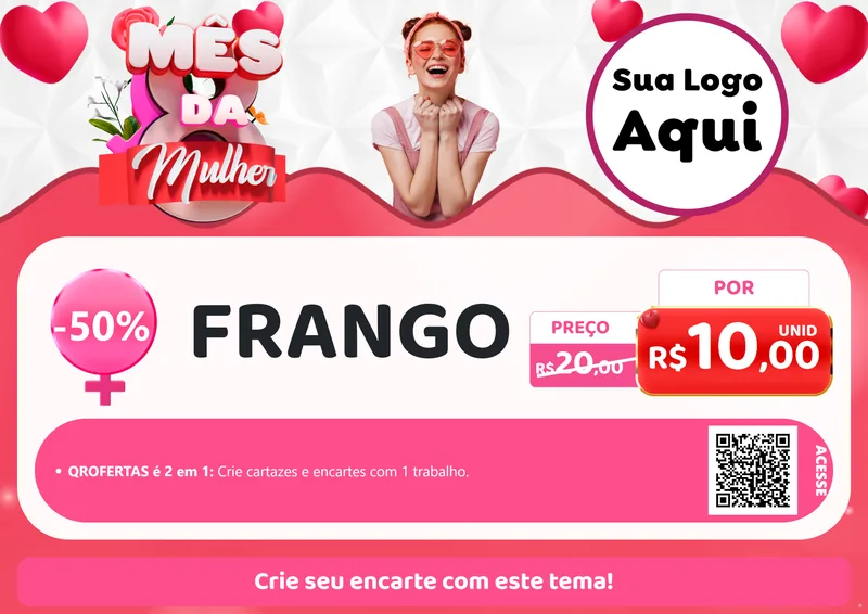 Modelo de Cartaz para Cartaz A4 Horizontal com o tema Mês da Mulher para Assados