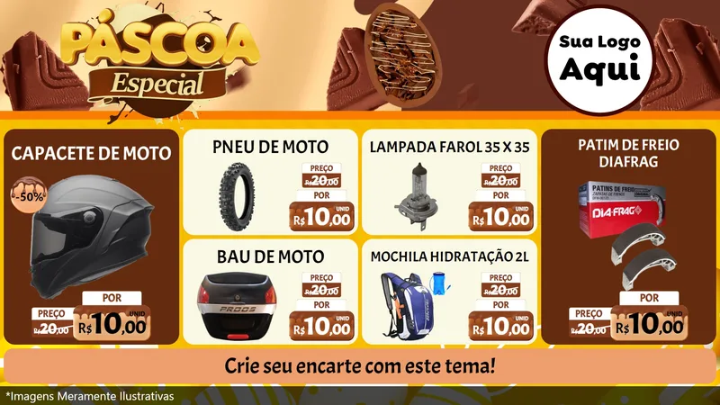 Modelo de TV para TV Horizontal com o tema Páscoa Especial para Moto peças