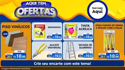 Modelo de TV para TV Horizontal com o tema Aqui Tem Ofertas para Material para Construção