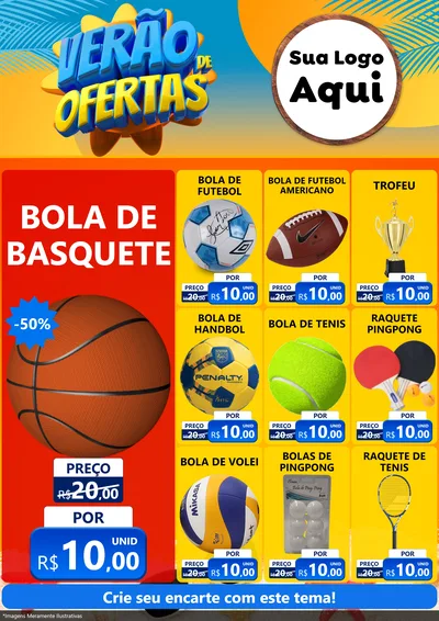 Modelo de Encarte para Encarte A4 Vertical com o tema Verão de Ofertas para Artigos Esportivos