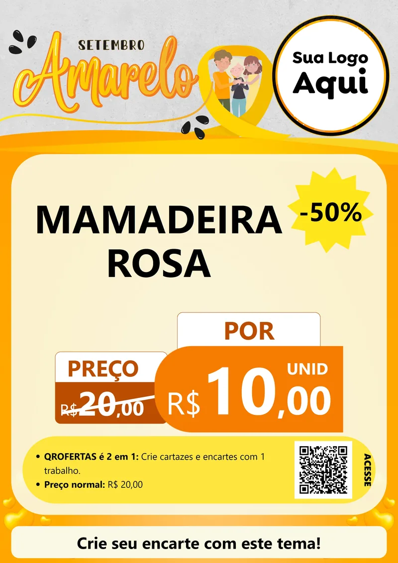 Modelo de Cartaz para Cartaz A4 Vertical com o tema Setembro Amarelo para Bebês