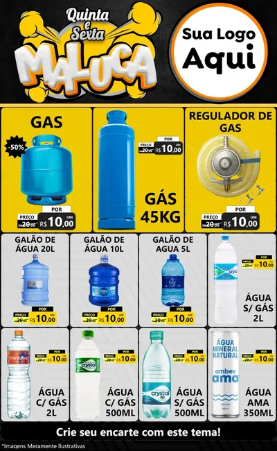 Modelo de Encarte para Encarte Grande com o tema Quinta e Sexta Maluca para Água e gás