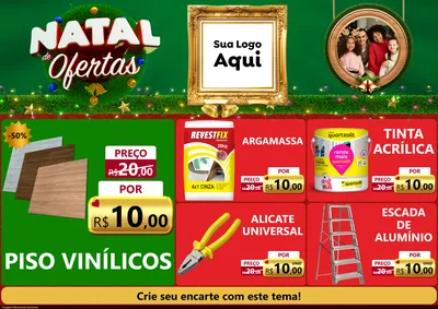 Modelo de Encarte para Encarte A4 Horizontal com o tema Natal de Ofertas para Material para Construção