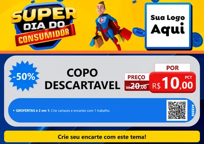 Modelo de Cartaz para Cartaz A4 Horizontal com o tema Super Dia do Consumidor para Embalagens