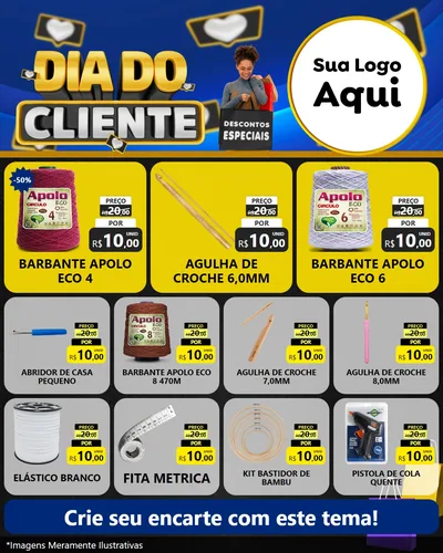 Modelo de Rede Social para Feed Instagram com o tema Dia Do Cliente para Armarinho e Aviamentos