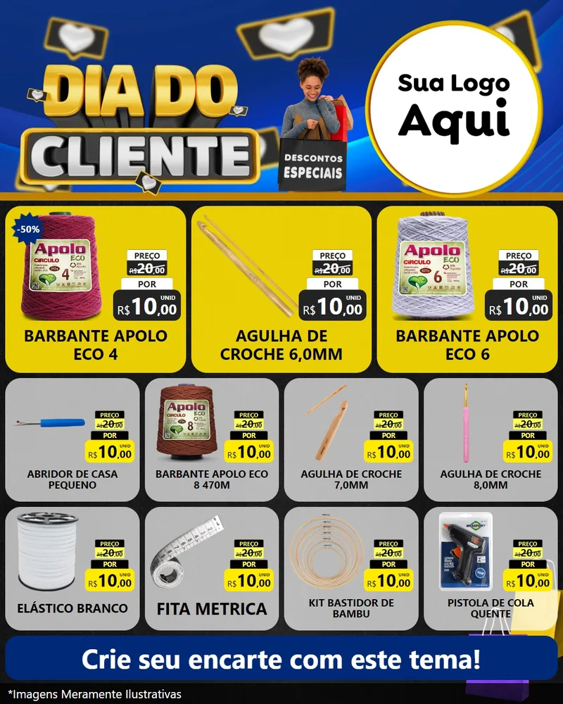 Modelo de Rede Social para Feed Instagram com o tema Dia Do Cliente para Armarinho e Aviamentos