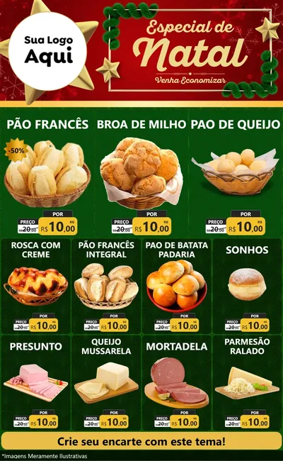 Modelo de Encarte para Encarte Grande com o tema Especial de Natal para Padaria