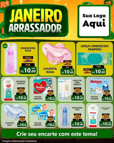 Modelo de Rede Social para Feed Instagram com o tema Janeiro Arrasador para Bebês