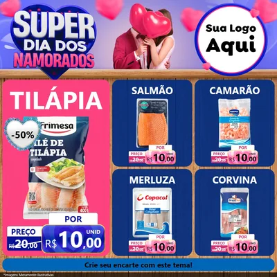 Modelo de Rede Social para Feed Facebook com o tema Super Dia dos Namorados para Peixaria