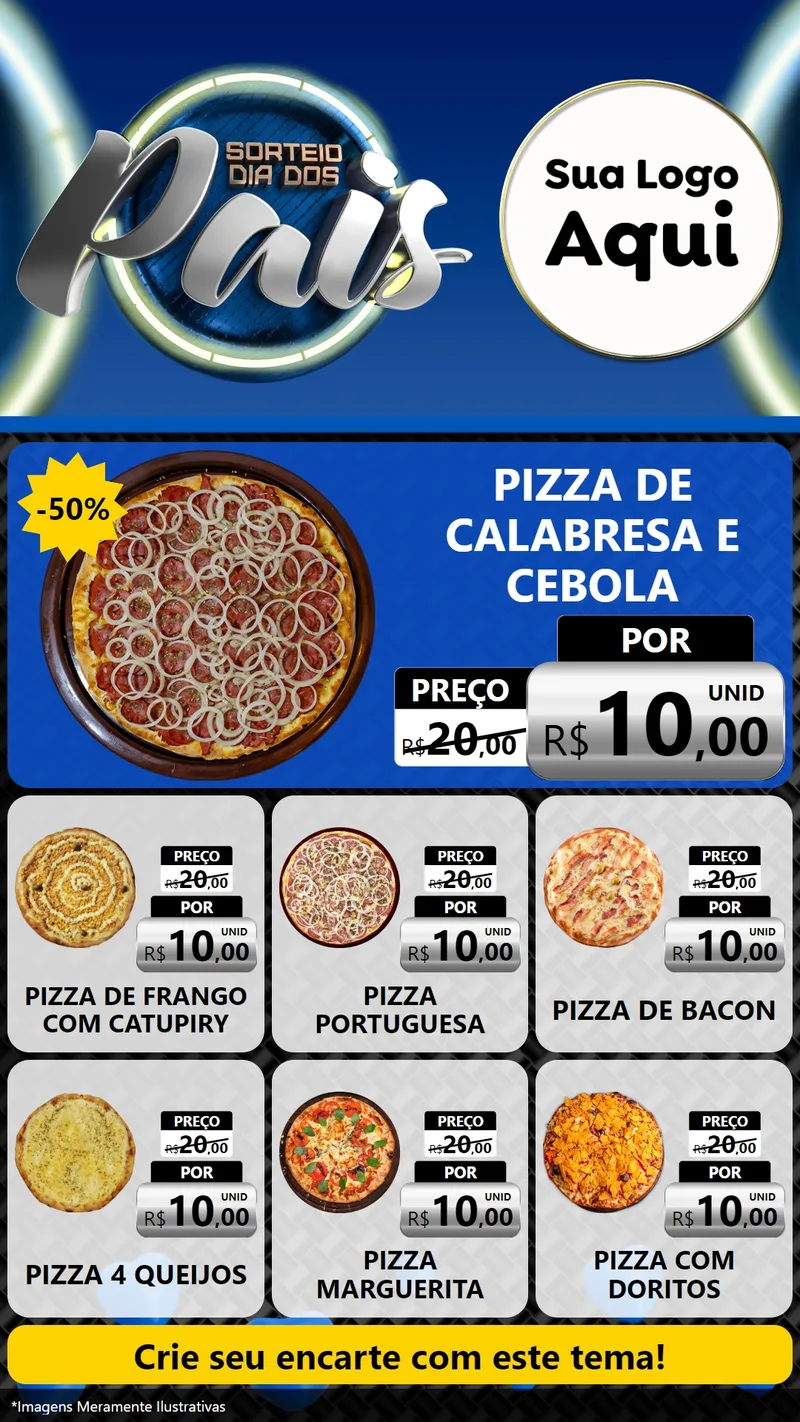 Modelo de Rede Social para Stories com o tema Sorteio Dia Dos Pais para Pizzaria