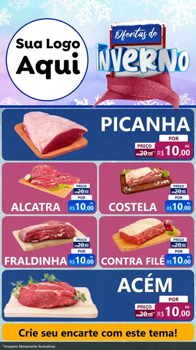 Modelo de TV para TV Vertical com o tema Ofertas de Inverno para Açougue