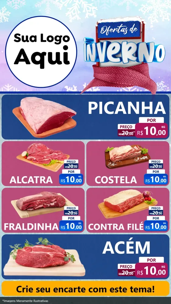 Modelo de TV para TV Vertical com o tema Ofertas de Inverno para Açougue