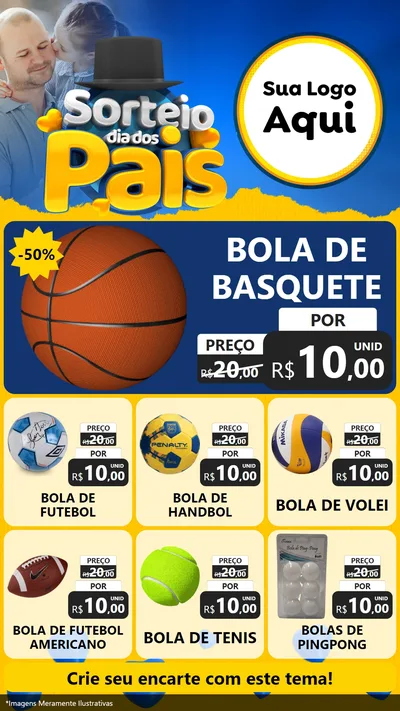 Modelo de Rede Social para Stories com o tema Sorteio Dia Dos Pais para Artigos Esportivos