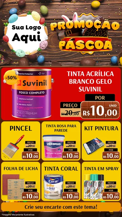 Modelo de Rede Social para Stories com o tema Promoção Páscoa para Tintas e Ferramentas