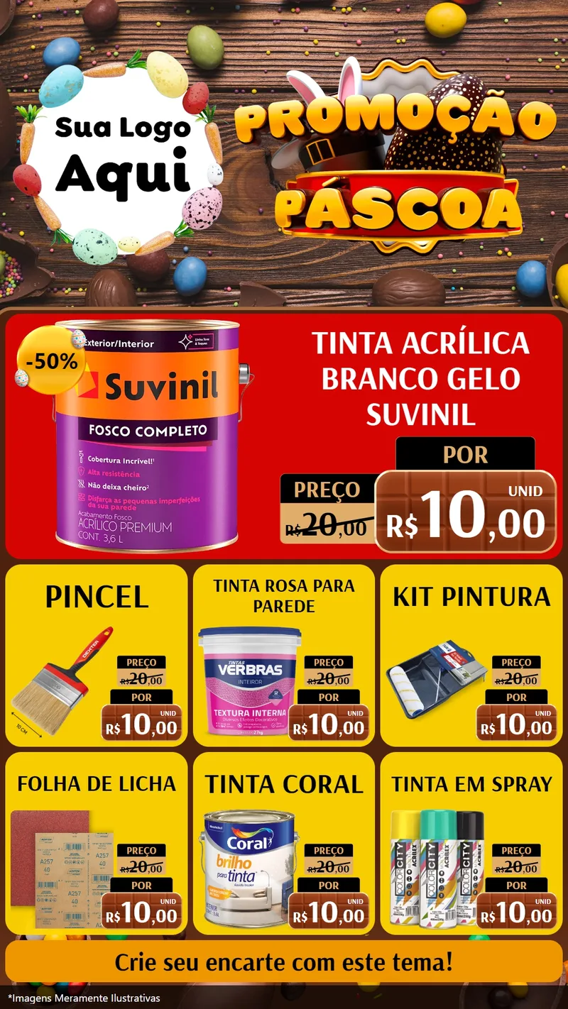Modelo de Rede Social para Stories com o tema Promoção Páscoa para Tintas e Ferramentas