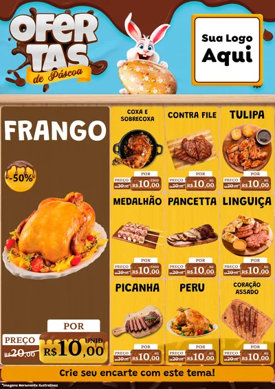 Modelo de Encarte para Encarte A4 Vertical com o tema Ofertas de Páscoa para Assados