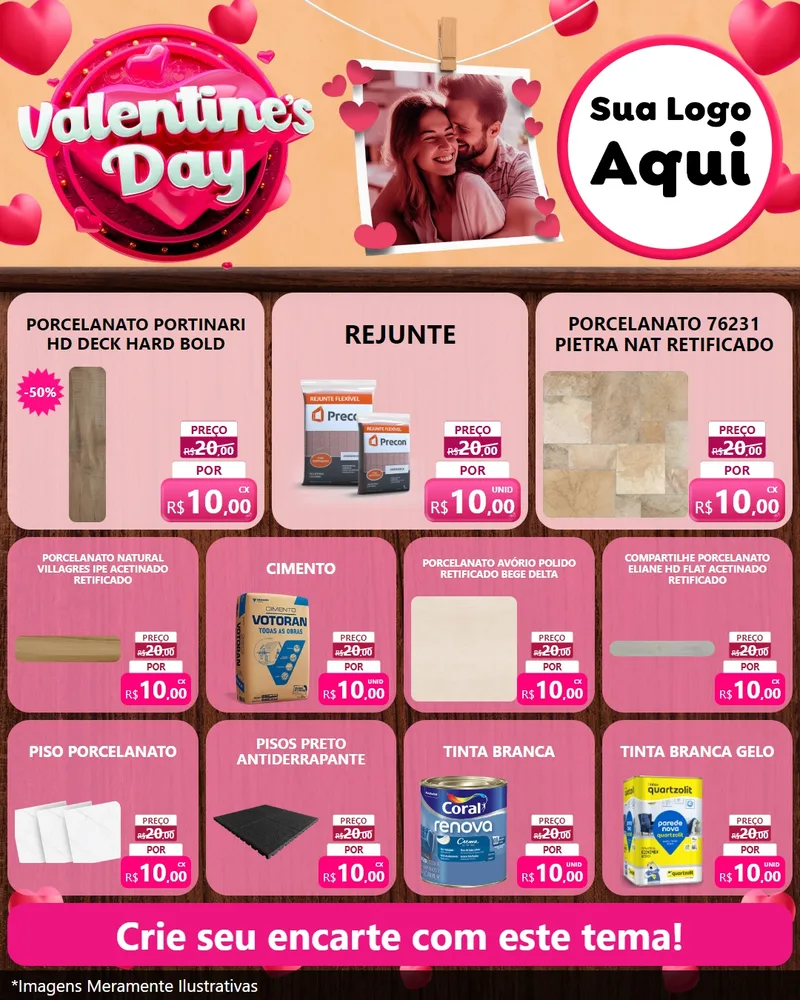 Modelo de Rede Social para Feed Instagram com o tema Valentine's Day para Pisos e revestimentos