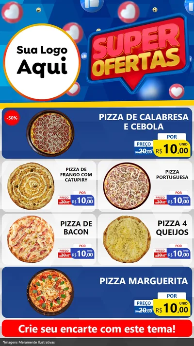 Modelo de TV para TV Vertical com o tema Super Ofertas para Pizzaria
