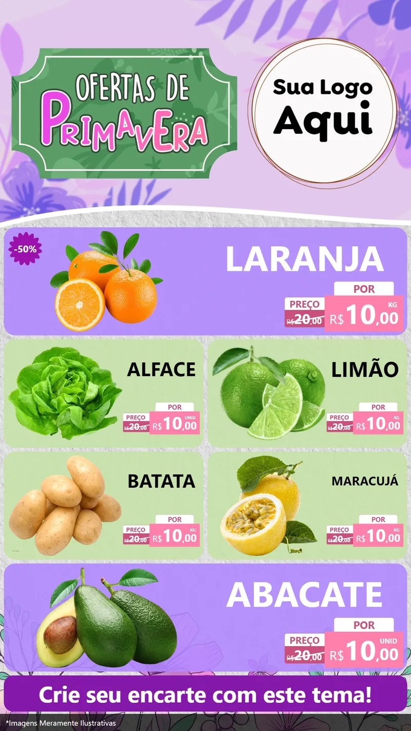 Modelo de TV para TV Vertical com o tema Ofertas de Primavera para Hortifrúti